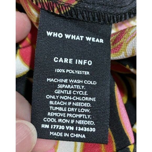 Who What Wear XXL Dress Mod Puff Sleeve Moc Neck Colorful Floral Boho Shift - Picture 9 of 9